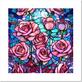 Stained Glass Roses Posters and Art